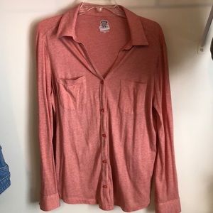 Orange/White Striped Button Down Shirt